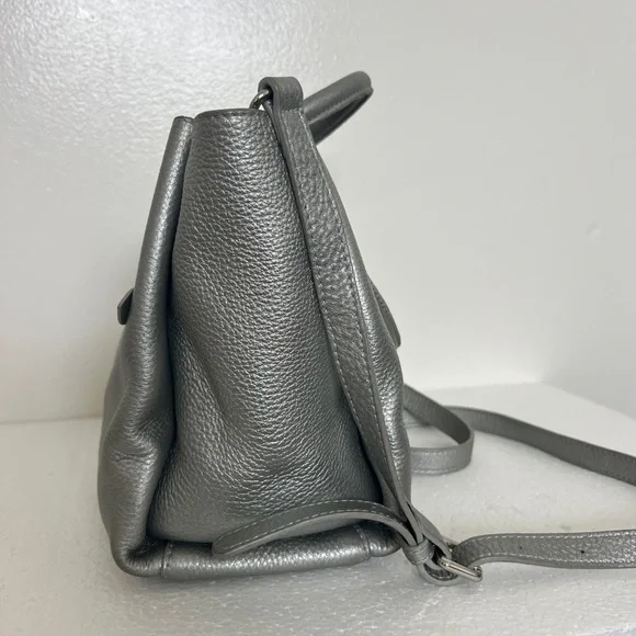 Celine Dion silver pebbled leather “Adagio” purse satchel cross body strap - Picture 6 of 16